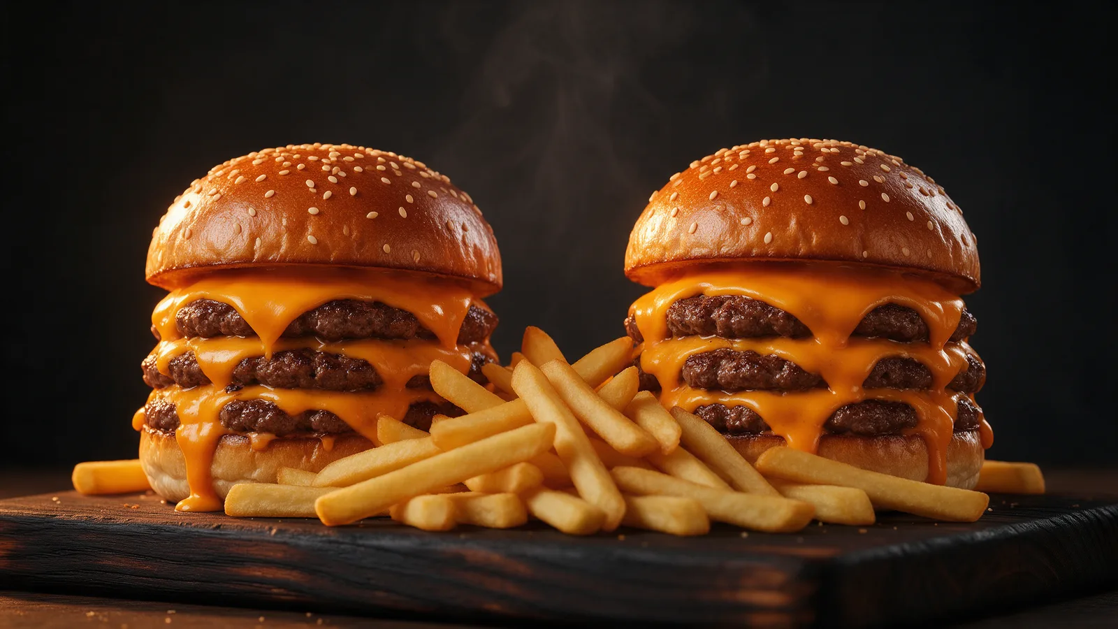 Dos hamburguesas triple cheddar con papas